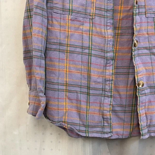 The Nines Boutique XS Purple Plaid checkered Button Down flannel - Image 6