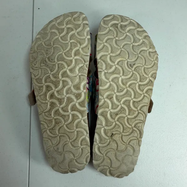 Birkenstock Birki's 36 US 5 Sandals Slide Peace Sign Print Criss Cross Straps - Image 13