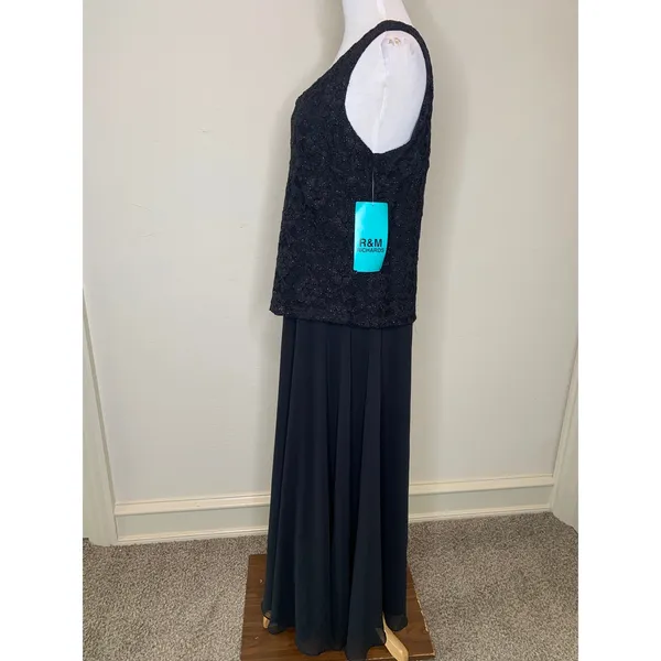 NWT R&M Richards Black Formal Dress Lace Chiffon Sz 18 - Image 3