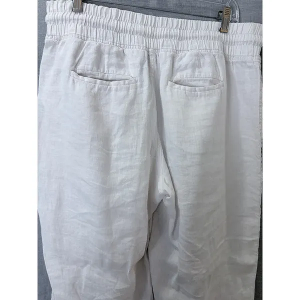 Athleta Cabo Linen Wide Leg‎ Pant White Drawstring Elastic Waist 14 - Image 7