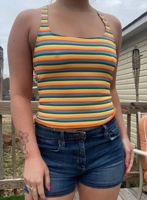Catalina rainbow color tank top with a built in bra - Image 4