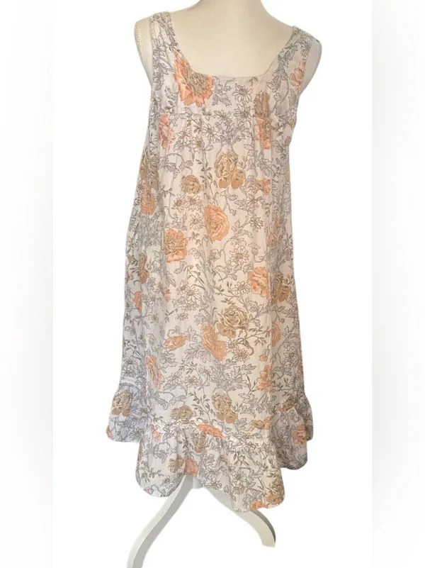 la cera Peach Floral Tiered Cream Nightgown - Image 2