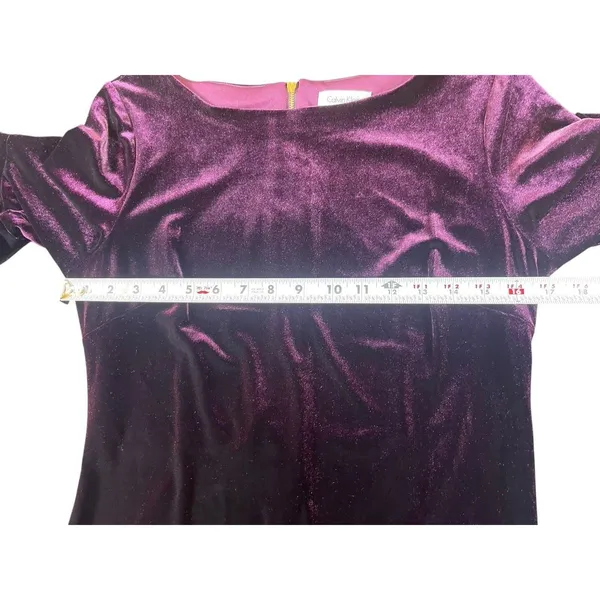 Calvin Klein Women’s Size 10 Velvet Bell Sleeve Sheath Dress Deep Purple Holiday - Image 9