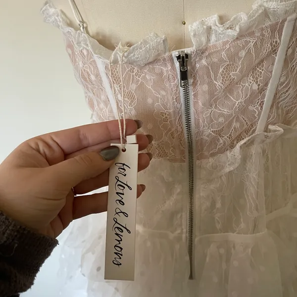 NWT For Love And Lemons White Lace Jules Mini Dress - Image 6