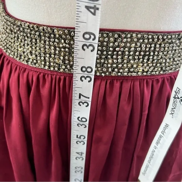 Zara Basic Burgundy Beaded Waist Maxi‎ Skirt Size S Burgundy Wine Red Boho - Image 7