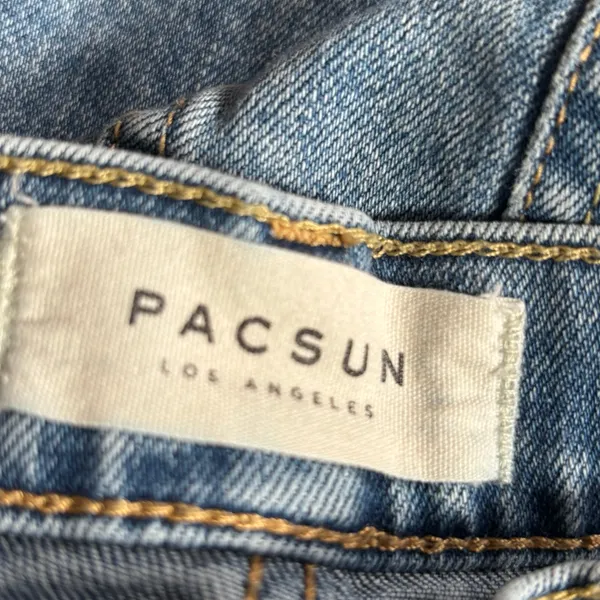 PacSun Vintage Icon Distressed Skinny Jeans Light‎ Wash Raw Hem 23 Inch Waist - Image 8