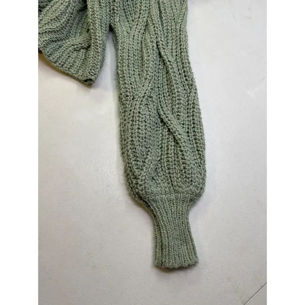 FREE PEOPLE Seasons Change Boxy Sweater Bubble Sleeves in Sage Green Size S - Image 9