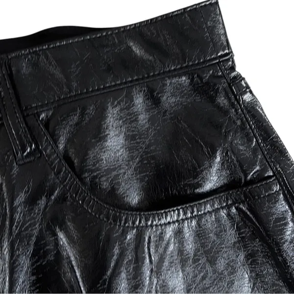 EUC Abercrombie & Fitch Faux Leather 90s Straight Ultra High Rise Pants Black 16 - Image 8