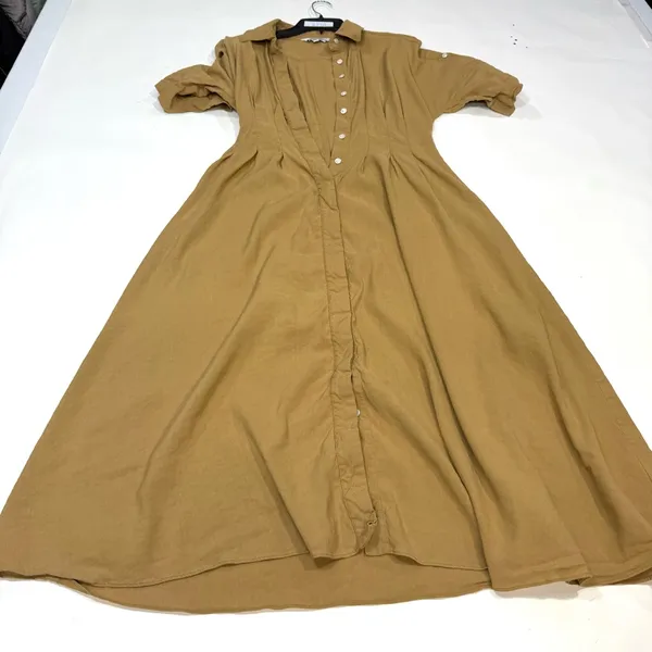 Veronica Beard Adavi Pleated Button-Front Dress Size 4 in Light Brown - Image 4