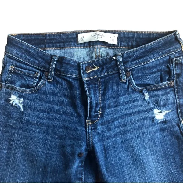 Abercrombie & Fitch Distressed Slim Straight Jean Blue Size 27X31 Casual - Image 3