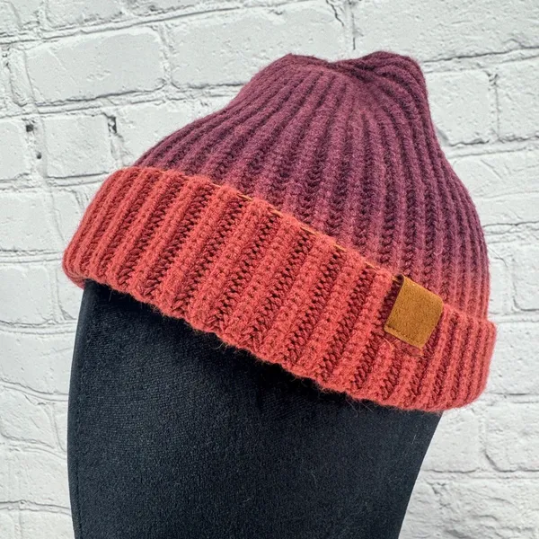 Britt's Knits Double Dip Beanie Rust One Size Hat Ski Cap Red - Image 5