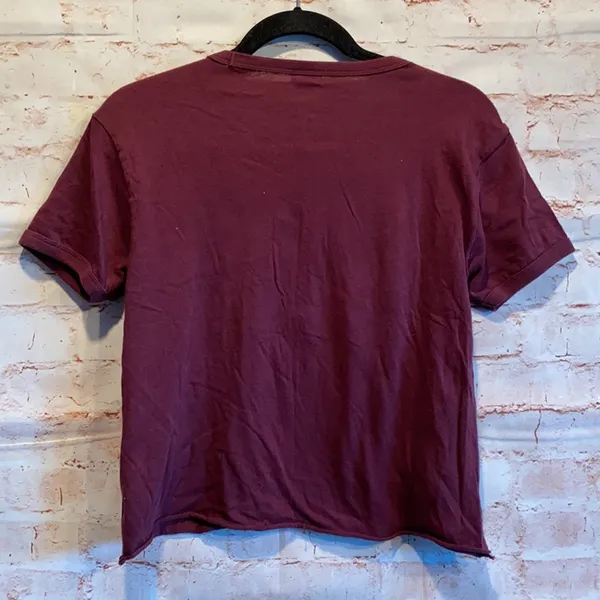 PINK - Victoria's Secret crop top burgundy velour spell out boxy M - Image 7