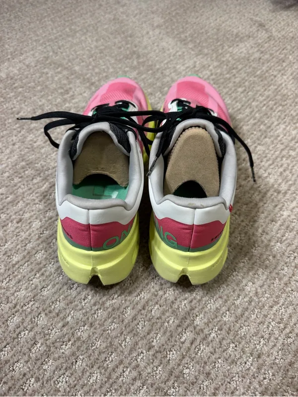 On Women's Cloudsurfer Next sneakers in Pink/Limelight, size 9.5W - Image 3