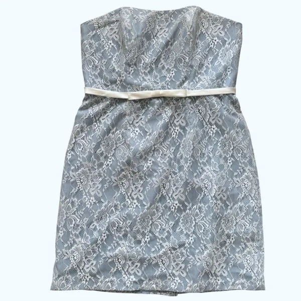 Alfred Angelo Lace Strapless Cocktail Dress Sz‎ 12 Blue - Image 2