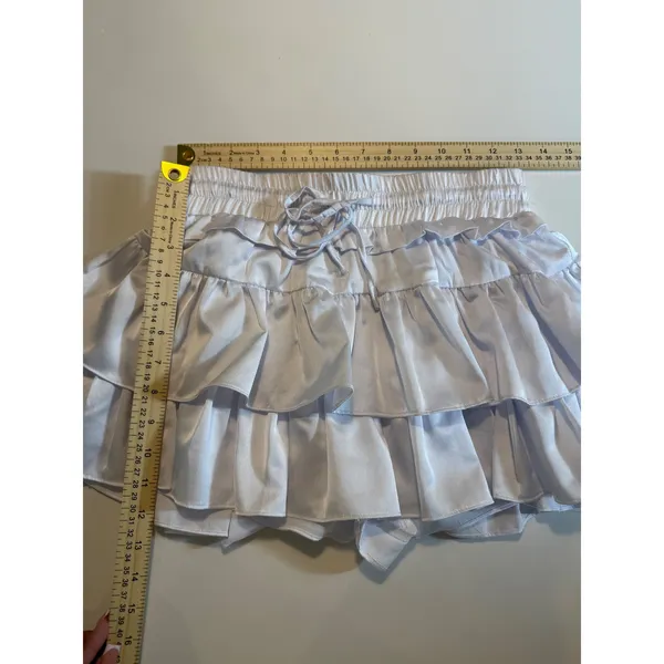 Day + Moon A1196-HNH White Satin Tiered Ruffle Skort Size S - Image 6