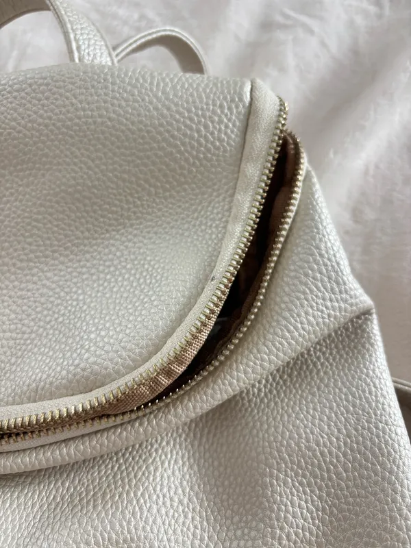 Cream Backpack Purse White - Image 6