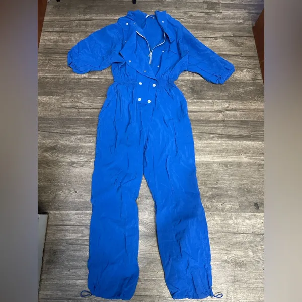 Bold Cobalt Utility Jumpsuit with Button Front Blue Size 42 - Image 2