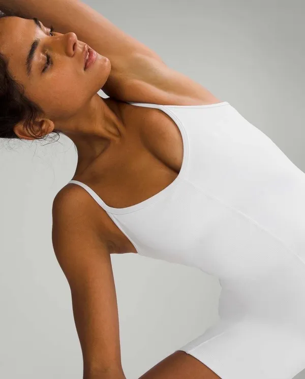Lululemon Ribbed Contoured Yoga Unitard 6" Length White 6 - Image 7