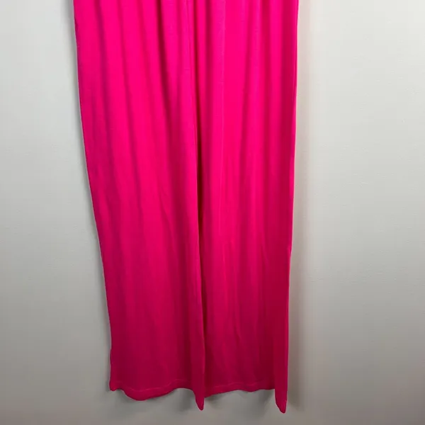 Pretty Garden Jumpsuit Womens Medium Bright Pink Wide Leg Pleated Sleeveless NEW - Image 3