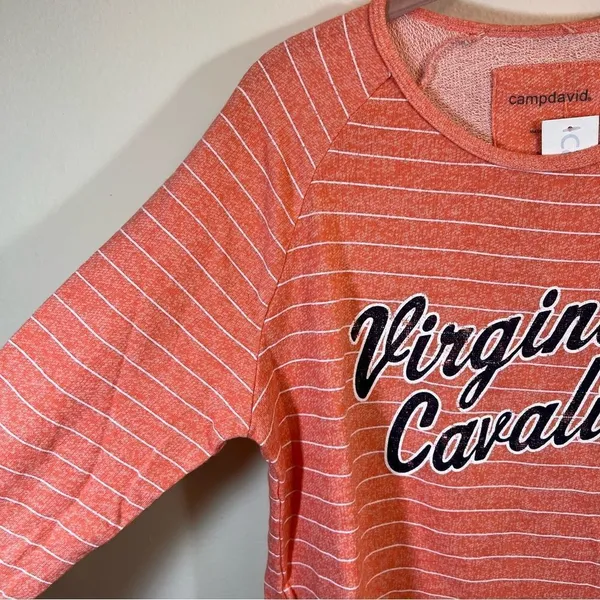 Camp‎ David Women’s Orange Striped Virginia Cavaliers Sweatshirt Medium NWT - Image 4