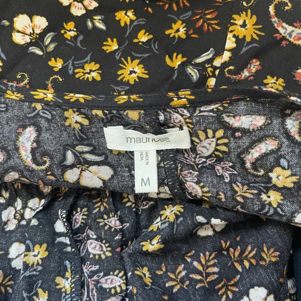 Maurices Black Multicolor Paisley Floral Print Fringe Hem Kimono - Image 10