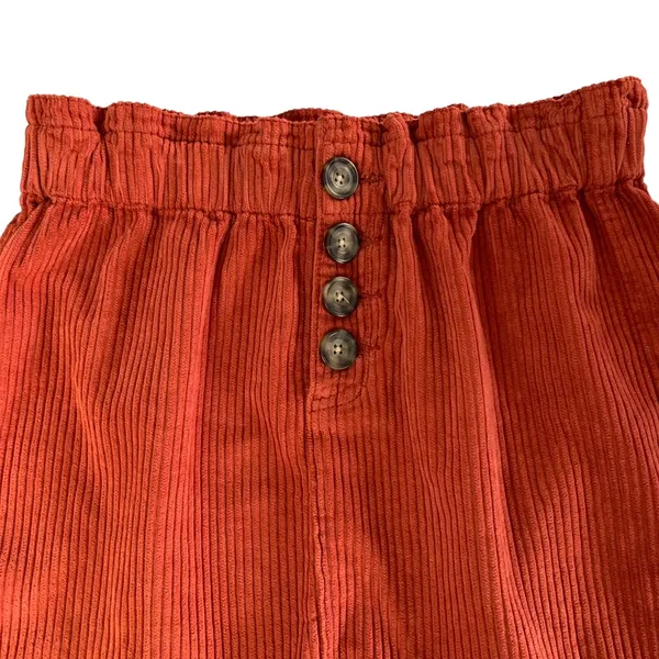 Pacsun‎ Rust Corduroy Mini Skirt 25 Paperbag Waist Button Front Fall Aesthetic - Image 2