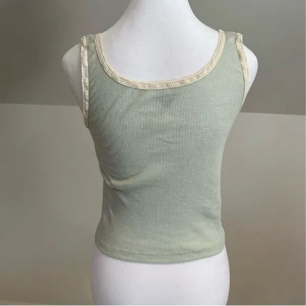Brandy Melville Ribbed Lace Trim Tank One Size - Image 6