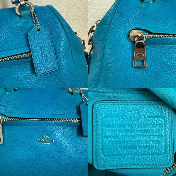 COACH Prairie Pebbled Leather Turquoise Color Satchel Crossbody RECOLORED! READ - Image 16