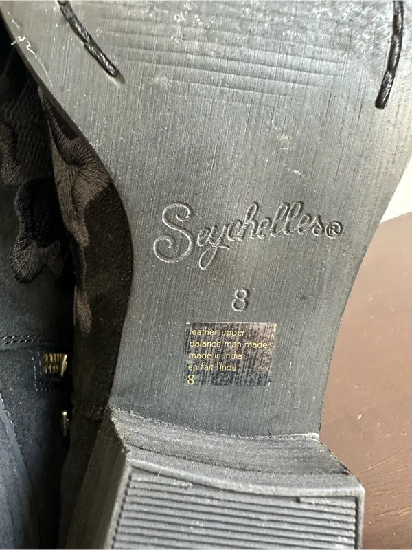 Seychelles Black Suede Embroidered Ankle Boots 8 - Image 8