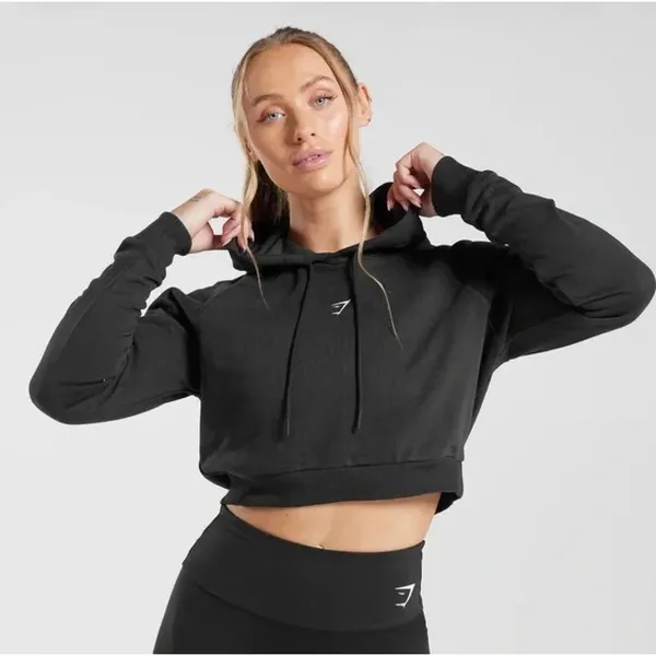 Gymshark Training Black Cropped Hoodie Sweater Size Medium Womens - Image 2
