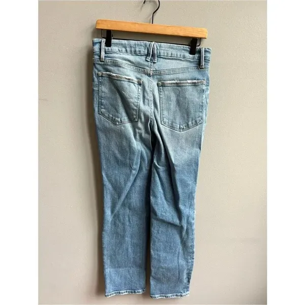Good American Good Classic Straight Leg Jeans with Knee Slits Indigo123 Size 6 - Image 6