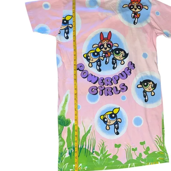 Powerpuff Girls Pink lady Vintage 90s Cotton T-shirt dress Graphic Tee Dress - Image 9