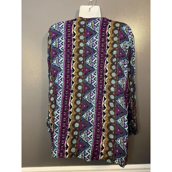 VINTAGE REQUIREMENTS Jacket Womens Large Multicolor Geometric Print Made USA 90s - Image 6