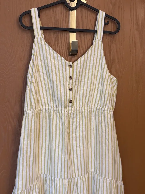 Sonoma Cotton Linen Blend Summer Dress Striped Adjustable Strap - Image 2