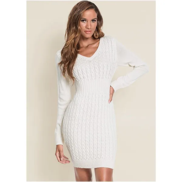 ✨Venus Cable Knit Sweater Sz Medium Cream Dress✨ - Image 2
