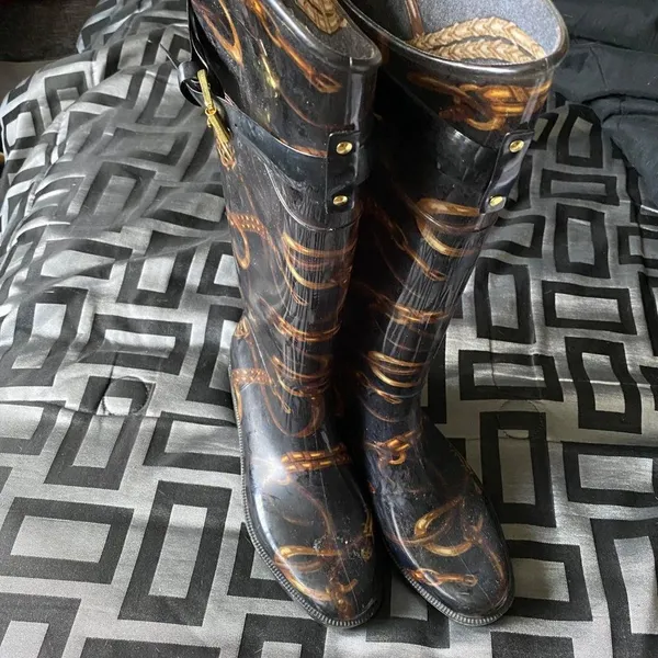 Ralph Lauren Black Gold Chainlink Calf Buckle Pull On boots - Image 2