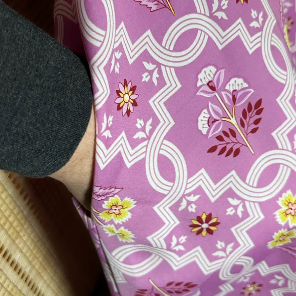 Ann Taylor Lilac Dress with Multicolor Floral Tile Print A-line Halter Dress - Image 6