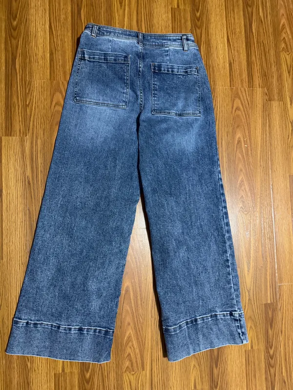 OAT High Rise Wide Leg Boho Medium Wash Jeans Size 6/28. - Image 3