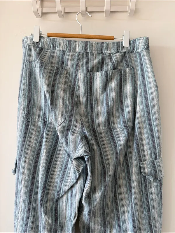 Mango Striped Blue Cargo Pants - Image 5