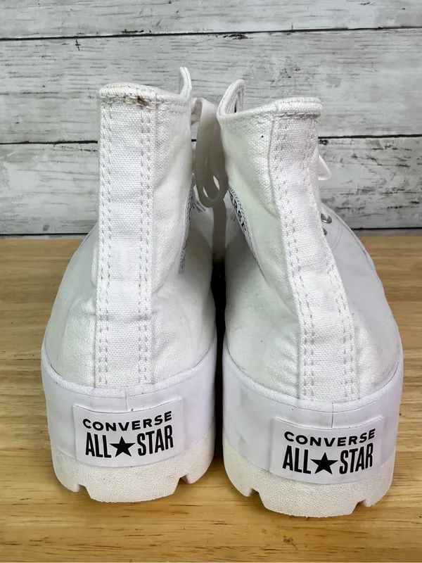 Converse Chuck Taylor All Star Lug Sole Platform Hi Cut White Canvas Sneakers - Image 5
