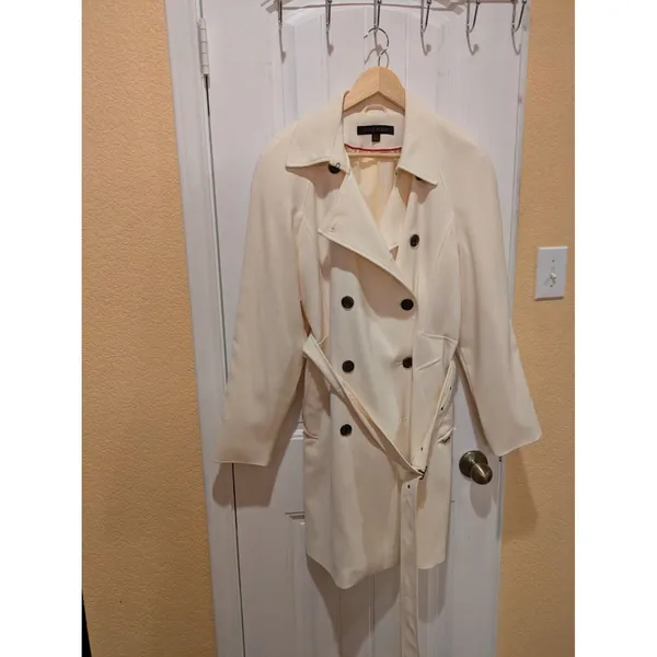 Ann Klein Belted Trench Coat Ivory- Women’s M - Image 2
