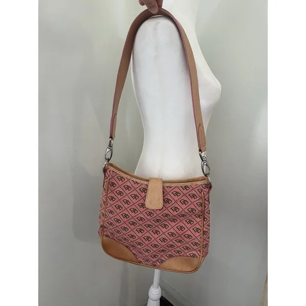 Dooney & Bourke Y2K Vintage Pink Monogram Messenger Shoulder Bag Purse - Image 3