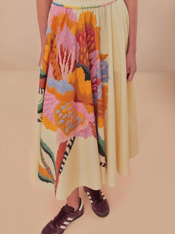 NWT Farm Rio beige lucy floral maxi skirt Sz Medium - Image 2