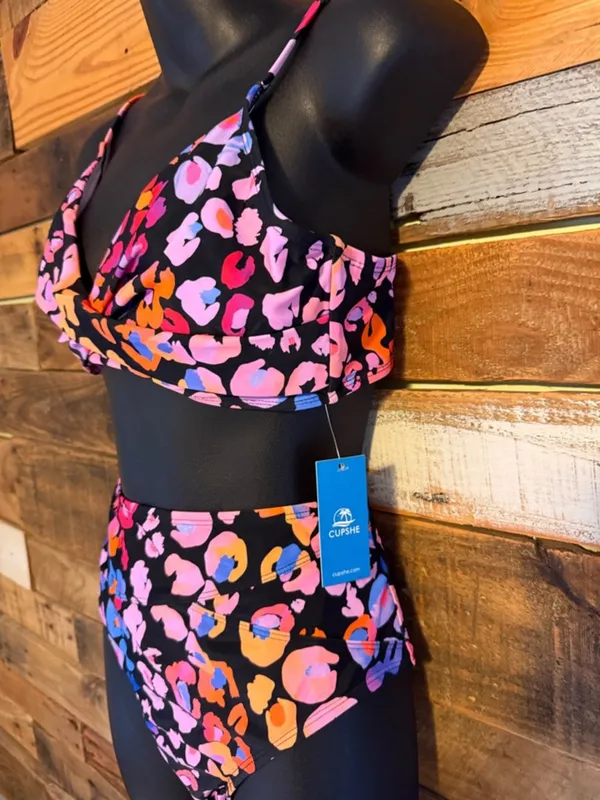 NWT Cupshe Leopard Print Wrap Bralette & High Waist Bikini Set sz M - Image 7