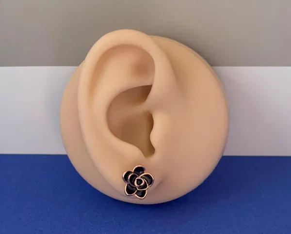 14K Rose Gold Plated Flower Stud Earrings for Women - Image 5