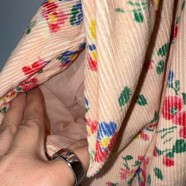 Love Shack Fancy Floral Cotton Corduroy‎ Peachy Mini Dress Size 10 - Image 6