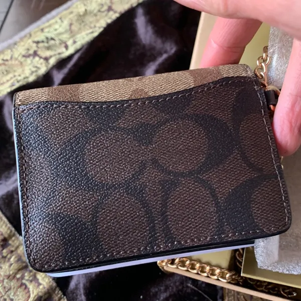 Authentic COACH Signature leather/coated canvas wallet on chain & 2 charms - Image 14