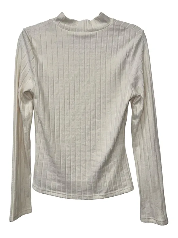 Commense Mock Neck Ribbed Knit Top Apricot Cream XL Stretch Long Sleeve NWT - Image 9