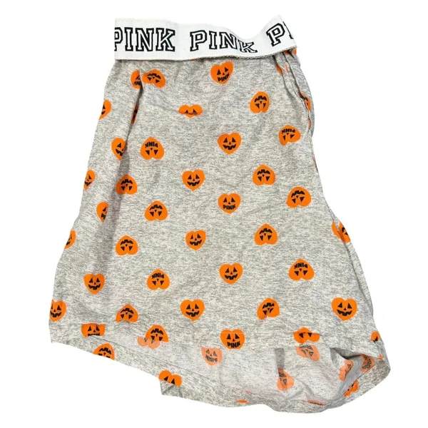 PINK Victorias Secret Pajama Shorts Womens XL Gray Pumpkin Halloween Cotton - Image 8