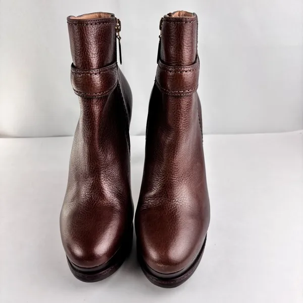 Talbots Brown Leather Platform Ankle Booties Heels Size 7.5 B Made in Brazil - Image 8